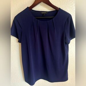 Banana Republic Pleated Neck Blouse – Navy – Size Small
